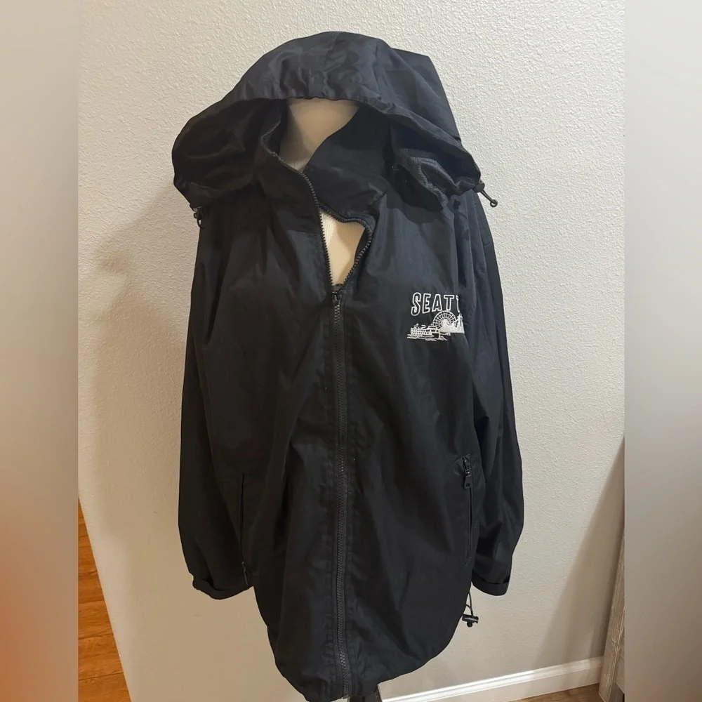 Cheneral Seattle Embroidered -black Zip Up Jacket |medium -Removable Hood USA